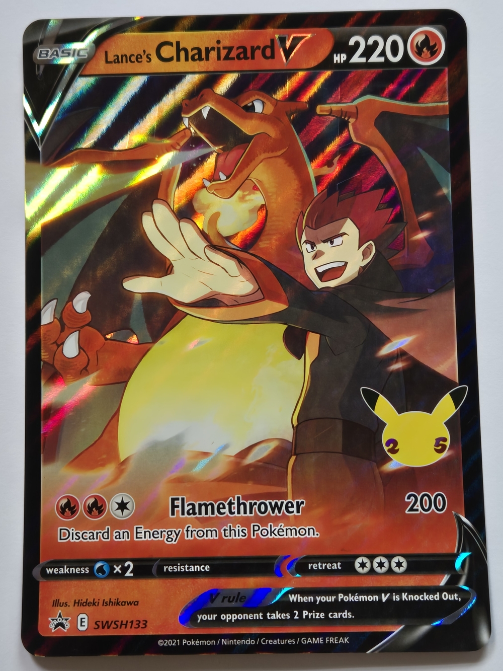 Lance's Charizard V Pokémon TCG Holo Rare Oversized 25th Anniversary Promo Card